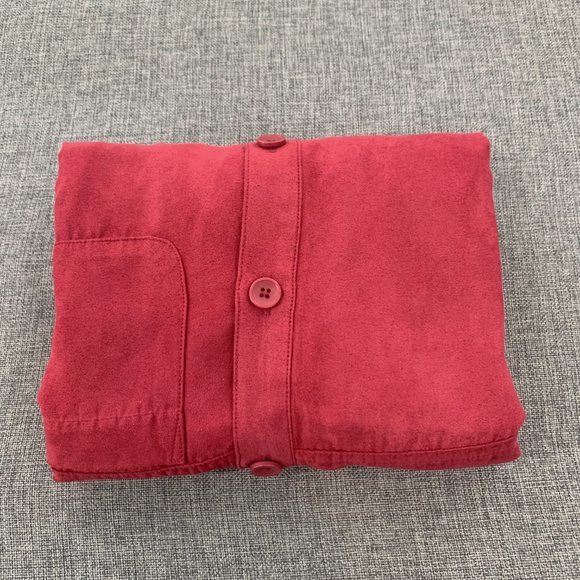 Studio Works Women's Red Button Down Blouse Suede Material Medium 100% Polyester - Picture 14 of 15